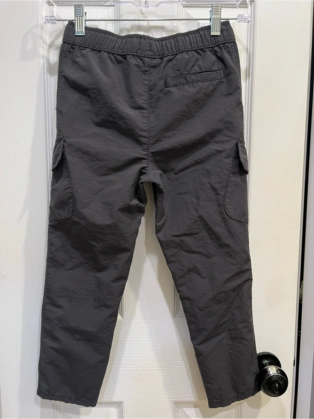 Kids Gray Cargo Jogger Pants with Elastic Waist
